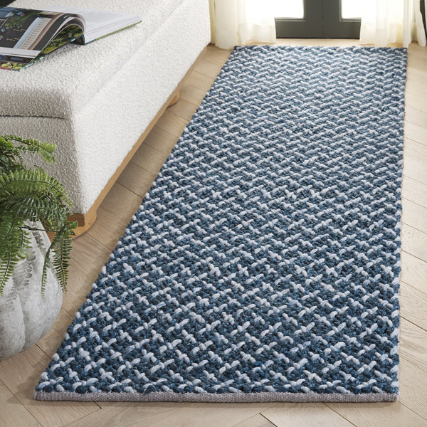 Safavieh Natural Fiber Couture 104f Modern Geometric Runner Rug - Elegant Hand Loomed Design For Your Home Blue ,Light Grey 45% Wool 30% Jute 20% Cotton 5% Polyster Nfc104m-28