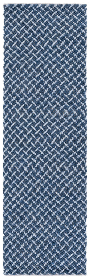 Safavieh Natural Fiber Couture 104f Modern Geometric Runner Rug - Elegant Hand Loomed Design For Your Home Blue ,Light Grey 45% Wool 30% Jute 20% Cotton 5% Polyster Nfc104m-28