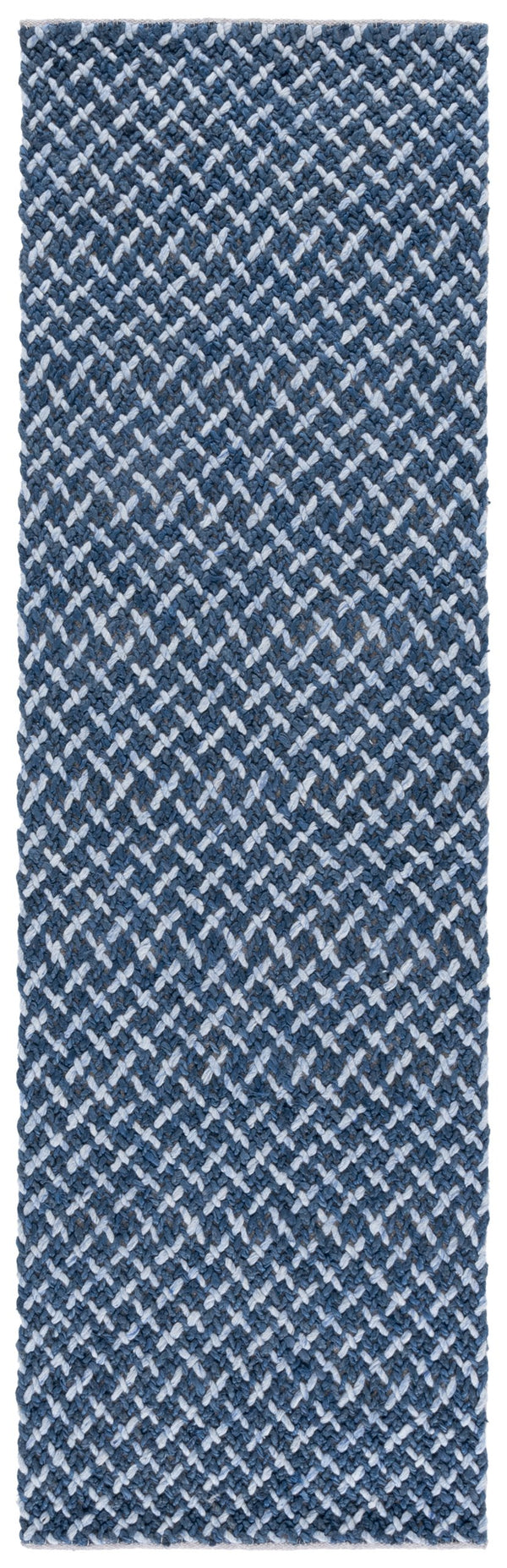 Safavieh Natural Fiber Couture 104f Modern Geometric Runner Rug - Elegant Hand Loomed Design For Your Home Blue ,Light Grey 45% Wool 30% Jute 20% Cotton 5% Polyster Nfc104m-28