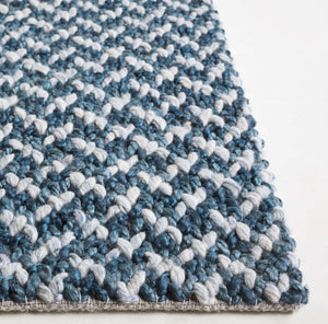 Safavieh Natural Fiber Couture 104f Modern Geometric Runner Rug - Elegant Hand Loomed Design For Your Home Blue ,Light Grey 45% Wool 30% Jute 20% Cotton 5% Polyster Nfc104m-5