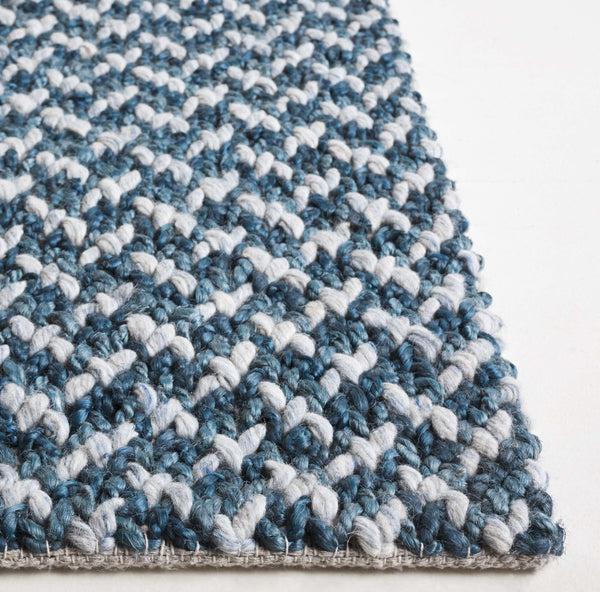 Safavieh Natural Fiber Couture 104f Modern Geometric Runner Rug - Elegant Hand Loomed Design For Your Home Blue ,Light Grey 45% Wool 30% Jute 20% Cotton 5% Polyster Nfc104m-5