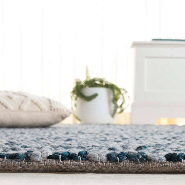 Safavieh Natural Fiber Couture 104f Modern Geometric Runner Rug - Elegant Hand Loomed Design For Your Home Blue ,Light Grey 45% Wool 30% Jute 20% Cotton 5% Polyster Nfc104m-5