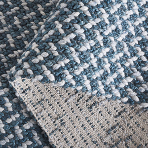 Safavieh Natural Fiber Couture 104f Modern Geometric Runner Rug - Elegant Hand Loomed Design For Your Home Blue ,Light Grey 45% Wool 30% Jute 20% Cotton 5% Polyster Nfc104m-5