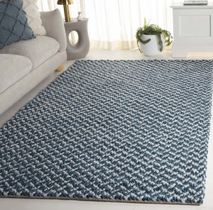 Safavieh Natural Fiber Couture 104f Modern Geometric Runner Rug - Elegant Hand Loomed Design For Your Home Blue ,Light Grey 45% Wool 30% Jute 20% Cotton 5% Polyster Nfc104m-5