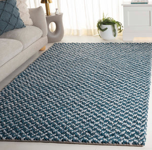 Safavieh Natural Fiber Couture Hand Loomed Area Rug - Elegant Geometric Design For Contemporary Living Spaces Blue ,Light Grey 45% Wool 30% Jute 20% Cotton 5% Polyster Nfc104m-9