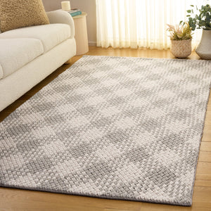 Safavieh Natural Handwoven Wool-Cotton Area Rug In Silver Ivory — Low-Profile, Durable, Modern Texture For Rooms 6'-0" x 9'-0" NFC105G-6