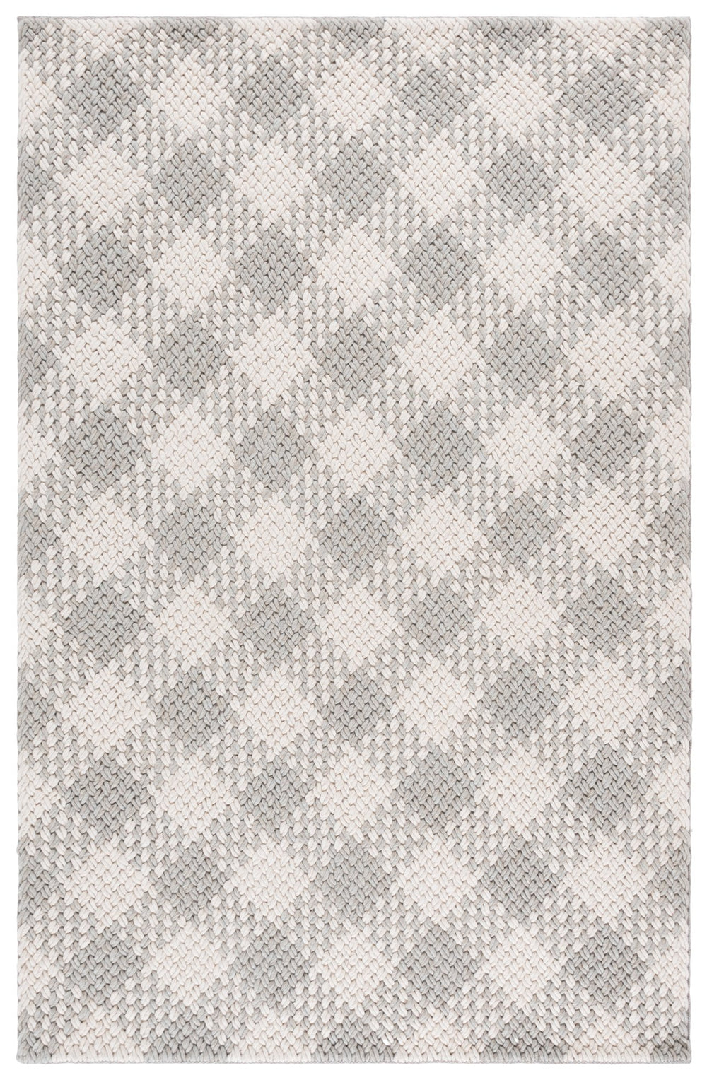 Safavieh Natural Handwoven Silver And Ivory Area Rug — Plush 0.5" Pile, Wool-Cotton Blend, Coastal Farmhouse Charm 4'-0" x 6'-0" NFC105G-4