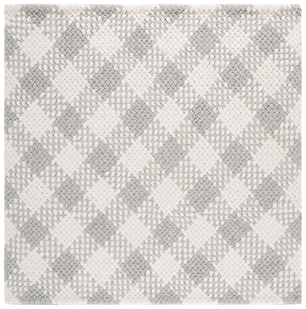 Safavieh Natural Handwoven Wool-Cotton Area Rug In Silver Ivory — Low-Profile, Durable, Modern Texture For Rooms 6'-0" x 9'-0" NFC105G-6