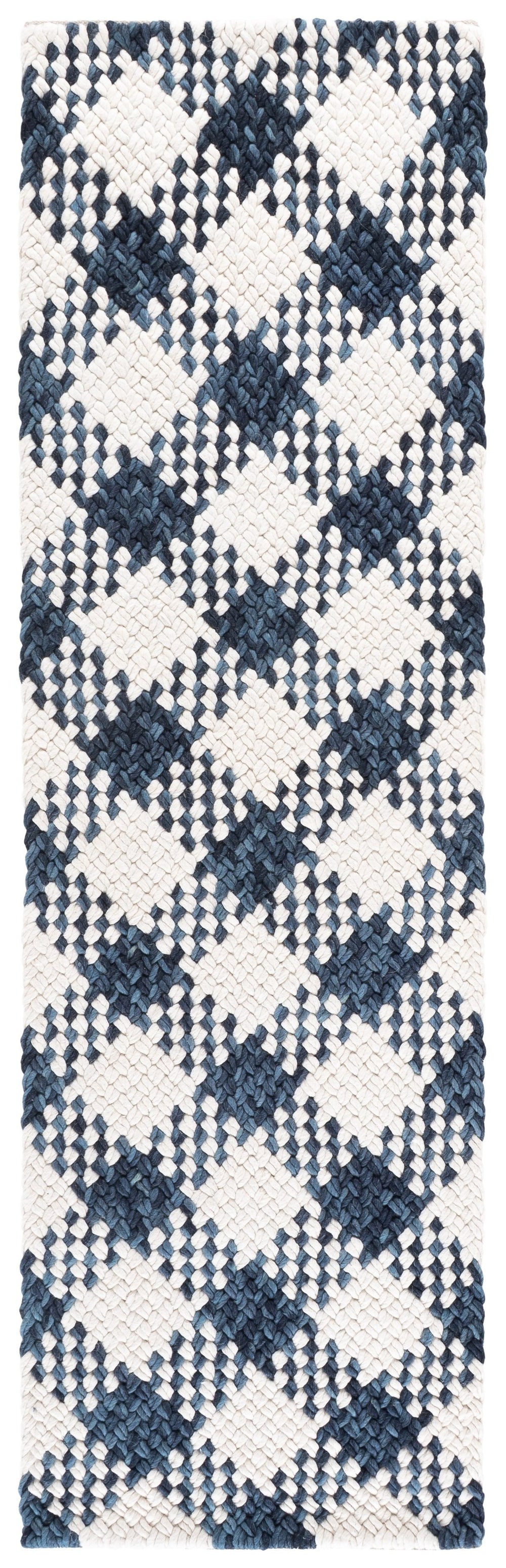 Safavieh Natural Handwoven Wool-Cotton Blend Area Rug In Navy And Ivory — Elegant, Durable, Soft Underfoot Texture 4'-0" x 6'-0" NFC105N-4