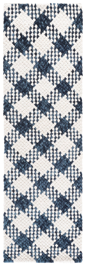 Safavieh Natural Handwoven Wool-Cotton Area Rug In Navy & Ivory — Low-Profile, Durable, Artisanal Texture 9'-0" x 12'-0" NFC105N-9