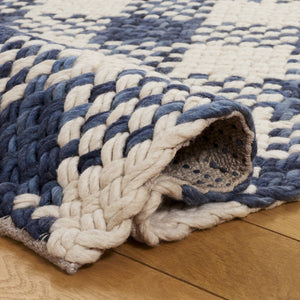 Safavieh Natural Handwoven Wool-Cotton Area Rug In Navy & Ivory — Low-Profile, Durable, Artisanal Texture 9'-0" x 12'-0" NFC105N-9