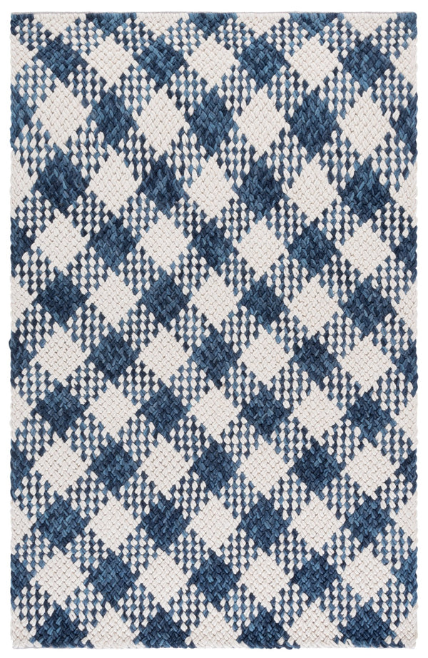 Safavieh Natural Handwoven Navy & Ivory Rug — Durable Wool-Cotton Blend, Low-Profile Pile For High-Traffic Rooms 6'-0" x 6'-0" NFC105N-6SQ