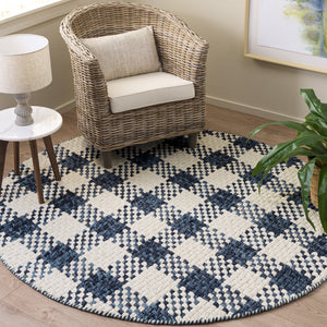 Safavieh Natural Handwoven Wool-Cotton Area Rug In Navy & Ivory — Low-Profile, Durable, Artisanal Texture 9'-0" x 12'-0" NFC105N-9