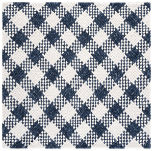 Safavieh Natural Handwoven Wool-Cotton Area Rug In Navy & Ivory — Low-Profile, Durable, Artisanal Texture 9'-0" x 12'-0" NFC105N-9