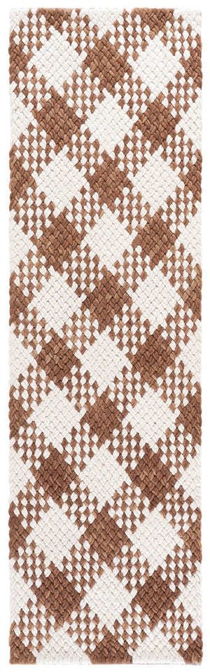 Safavieh Natural Handwoven Runner In Rust & Ivory — 70% Wool Blend, Low-Profile Durable Texture For Hallways 2'-3" x 8'-0" NFC105P-28