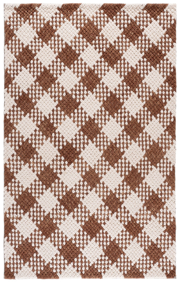 Safavieh Natural Handwoven Round Area Rug In Rust & Ivory — Wool-Cotton Blend, Low Profile, Artisanal Charm 6'-0" x 6'-0" NFC105P-6R