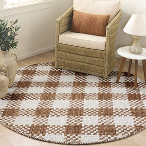 Safavieh Natural Handwoven Round Area Rug In Rust & Ivory — Wool-Cotton Blend, Low Profile, Artisanal Charm 6'-0" x 6'-0" NFC105P-6R