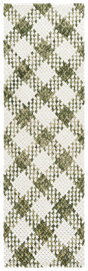Safavieh Natural Handwoven Wool-Cotton Area Rug In Soothing Green And Ivory Tones, Low-Profile Durable Comfort 9'-0" x 12'-0" NFC105Y-9