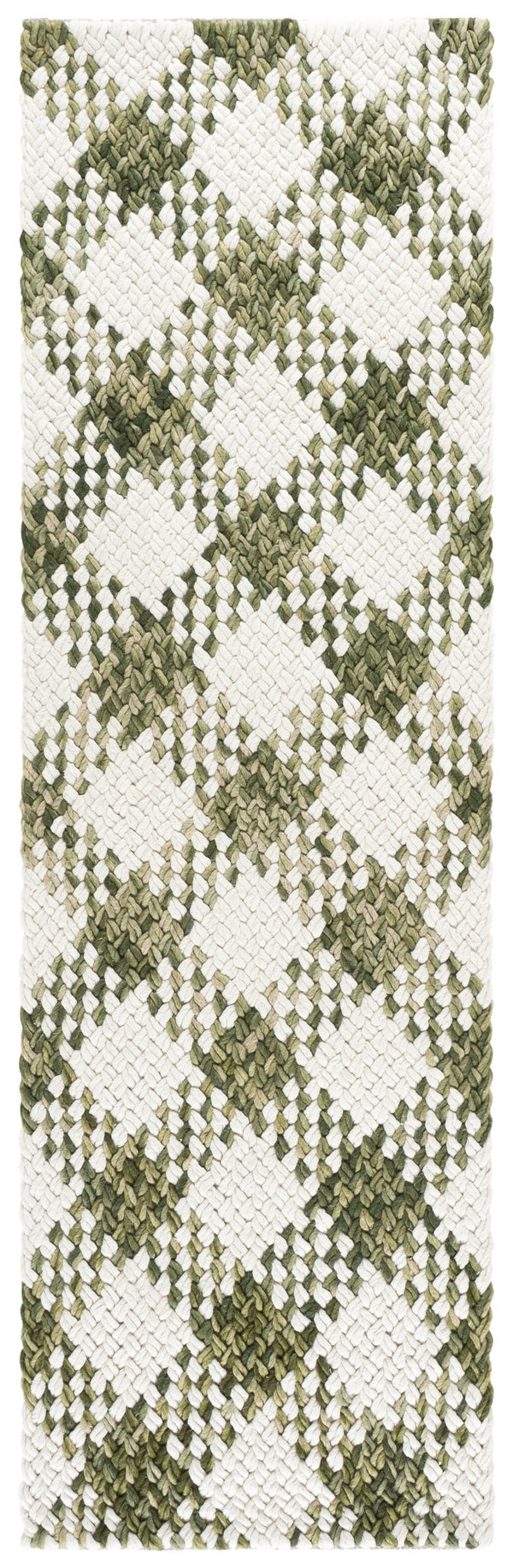 Safavieh Natural Handwoven Wool-Cotton Area Rug In Soothing Green And Ivory Tones, Low-Profile Durable Comfort 9'-0" x 12'-0" NFC105Y-9