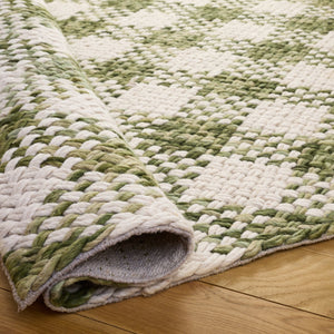 Safavieh Natural Handwoven Square Area Rug In Green & Ivory — Low-Profile Wool Blend, Timeless Texture Enhancer 6'-0" x 6'-0" NFC105Y-6SQ