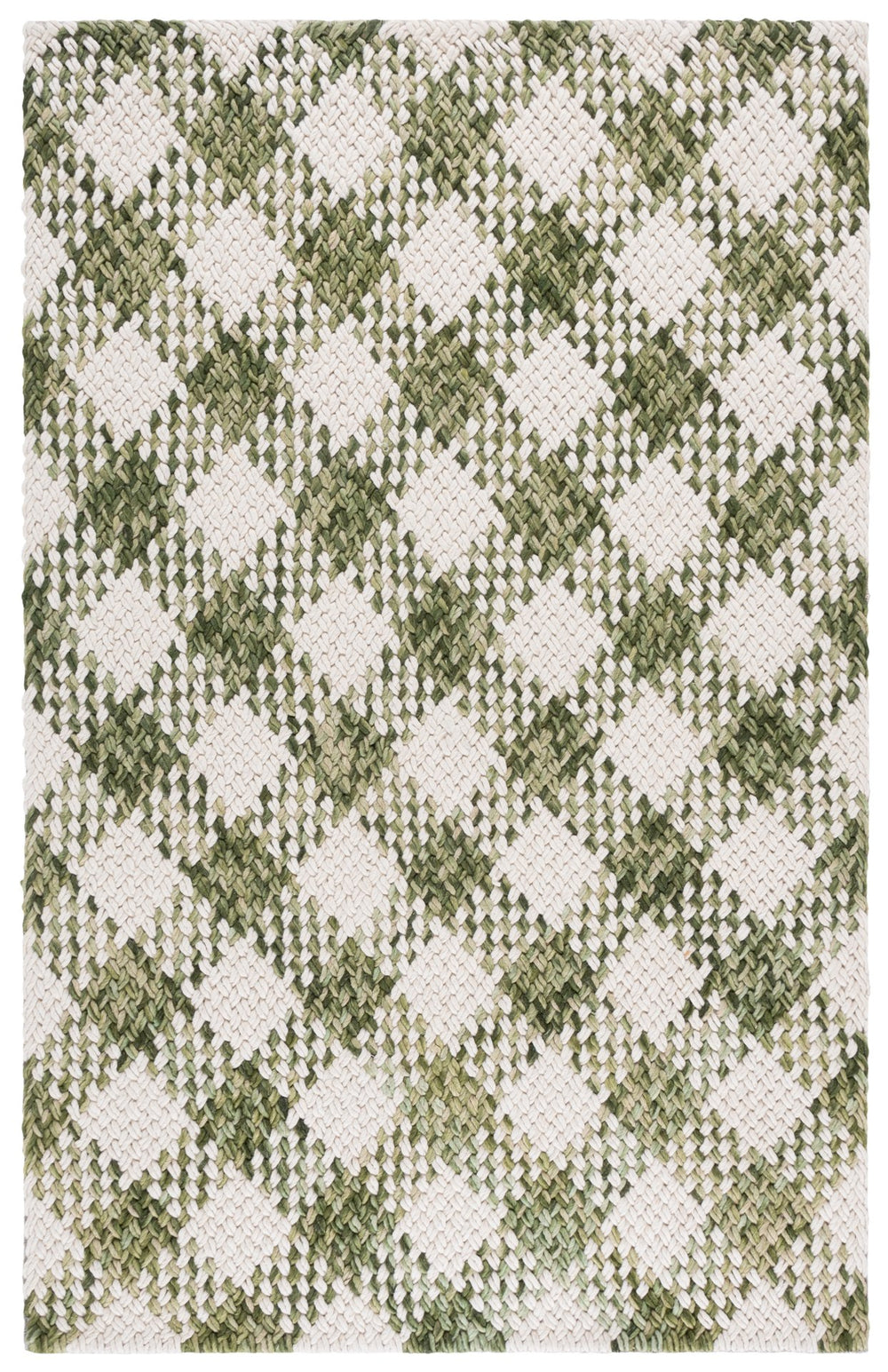 Safavieh Natural Green Ivory Handwoven Wool-Cotton Runner — Low-Profile Pile, Durable Hallway Accent Rug 2'-3" x 8'-0" NFC105Y-28