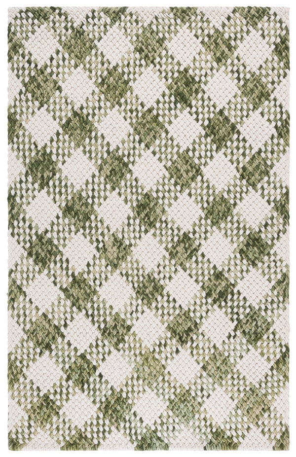 Safavieh Natural Handwoven Wool-Cotton Rug In Soothing Green Ivory — Low-Profile, Durable Artisanal Accent 3'-0" x 5'-0" NFC105Y-3