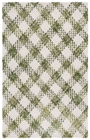 Safavieh Natural Handwoven Green And Ivory Area Rug — 70% Wool Blend, Low-Profile 1/2" Pile, Durable Comfort 6'-0" x 9'-0" NFC105Y-6