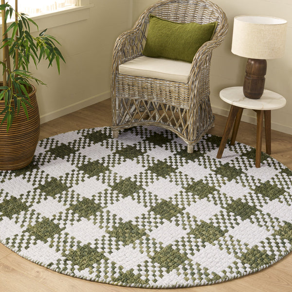 Safavieh Natural Handwoven Wool-Cotton Area Rug In Soothing Green And Ivory Tones, Low-Profile Durable Comfort 9'-0" x 12'-0" NFC105Y-9