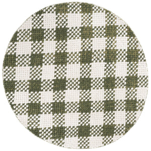 Safavieh Natural Handwoven Round Area Rug In Green And Ivory — Wool-Cotton Blend, Low-Profile Pile, Artisanal Charm 6'-0" x 6'-0" NFC105Y-6R
