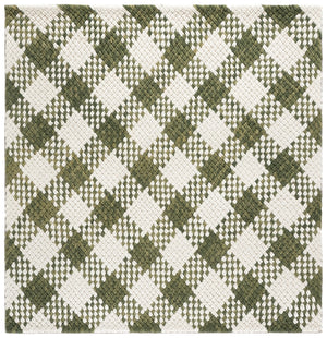 Safavieh Natural Handwoven Square Area Rug In Green & Ivory — Low-Profile Wool Blend, Timeless Texture Enhancer 6'-0" x 6'-0" NFC105Y-6SQ