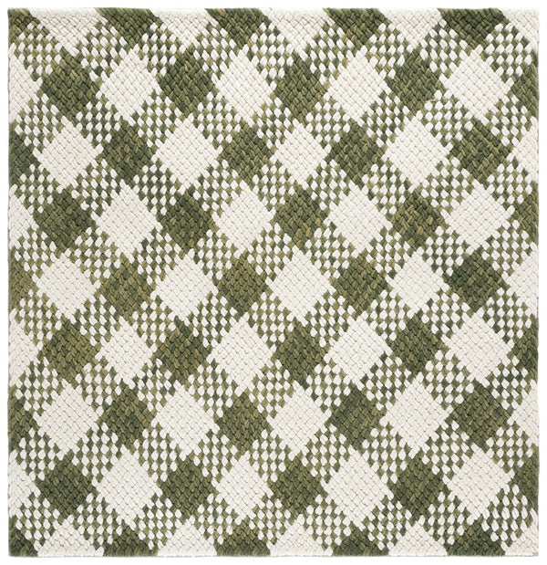 Safavieh Natural Handwoven Wool-Cotton Area Rug In Soothing Green And Ivory Tones, Low-Profile Durable Comfort 9'-0" x 12'-0" NFC105Y-9