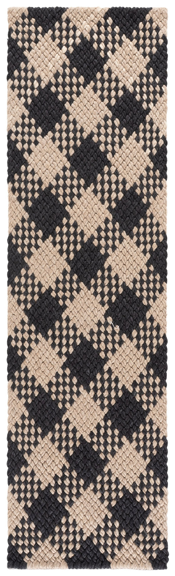 Safavieh Natural Handwoven Black & Beige Runner — Low-Profile 1/2" Pile, Wool-Cotton Blend For Durable Style And Comfort 2'-3" x 8'-0" NFC105Z-28
