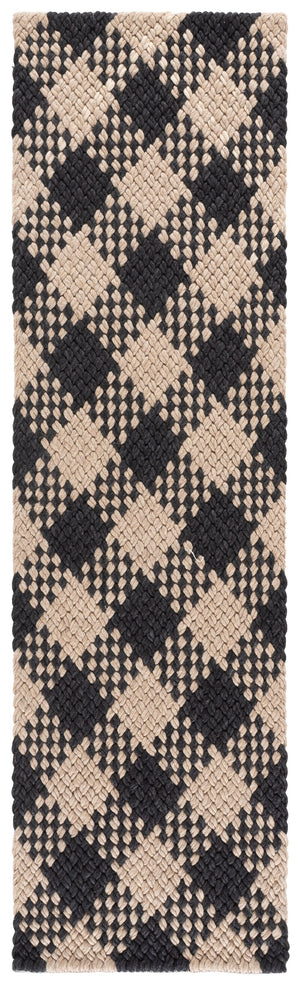 Safavieh Natural Handwoven Wool-Cotton Rug In Black & Beige — Low-Profile, Artisanal Texture For Living Spaces 6'-0" x 6'-0" NFC105Z-6SQ
