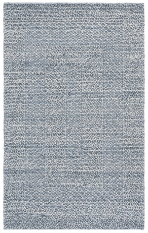 Safavieh Natural Handwoven Wool-Cotton Rug In Calming Blue And Ivory — Low-Profile, Durable, Scandinavian Chic 4'-0" x 6'-0" NFC106M-4