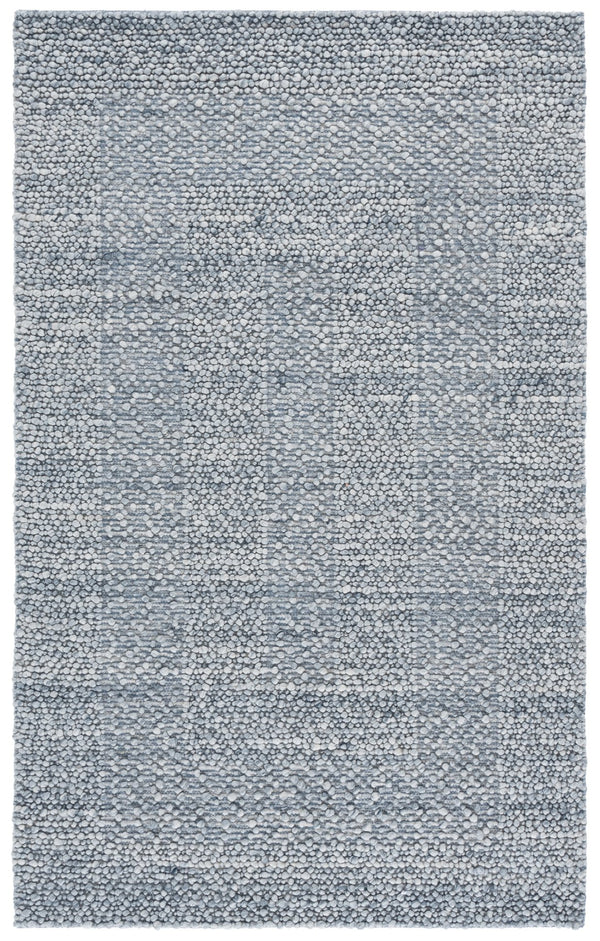Safavieh Natural Handwoven Wool-Cotton Rug In Calming Blue And Ivory — Low-Profile, Durable, Scandinavian Chic 4'-0" x 6'-0" NFC106M-4