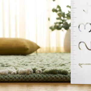 Safavieh Natural Green & Ivory Handwoven Runner — Scandinavian Texture, Low-Profile Wool Blend Durability 2'-3" x 8'-0" NFC106Y-28