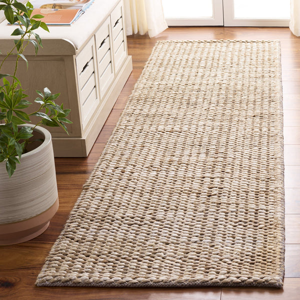 Safavieh Natural Handwoven Jute & Cotton Runner In Ivory — Durable Low-Profile Hallway Rug With Timeless Texture 2'-3" x 8'-0" NFC110A-28
