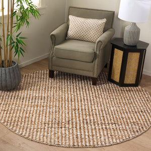 Safavieh Natural Handwoven Jute & Cotton Runner In Ivory — Durable Low-Profile Hallway Rug With Timeless Texture 2'-3" x 8'-0" NFC110A-28