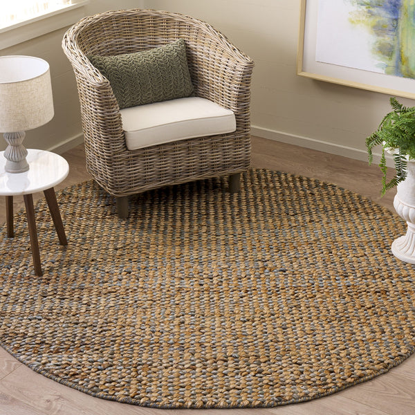 Safavieh Natural Handwoven Jute-Cotton Rug 8X10 Large Rectangular — Textured Silver-Natural Elegance, Durable Comfort 8'-0" x 10'-0" NFC110G-8