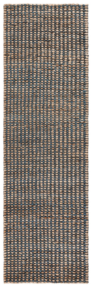 Safavieh Natural Handwoven Jute-Cotton Rug In Serene Blue And Neutral Tones — Coastal Texture, Low Profile 3'-0" x 5'-0" NFC110M-3