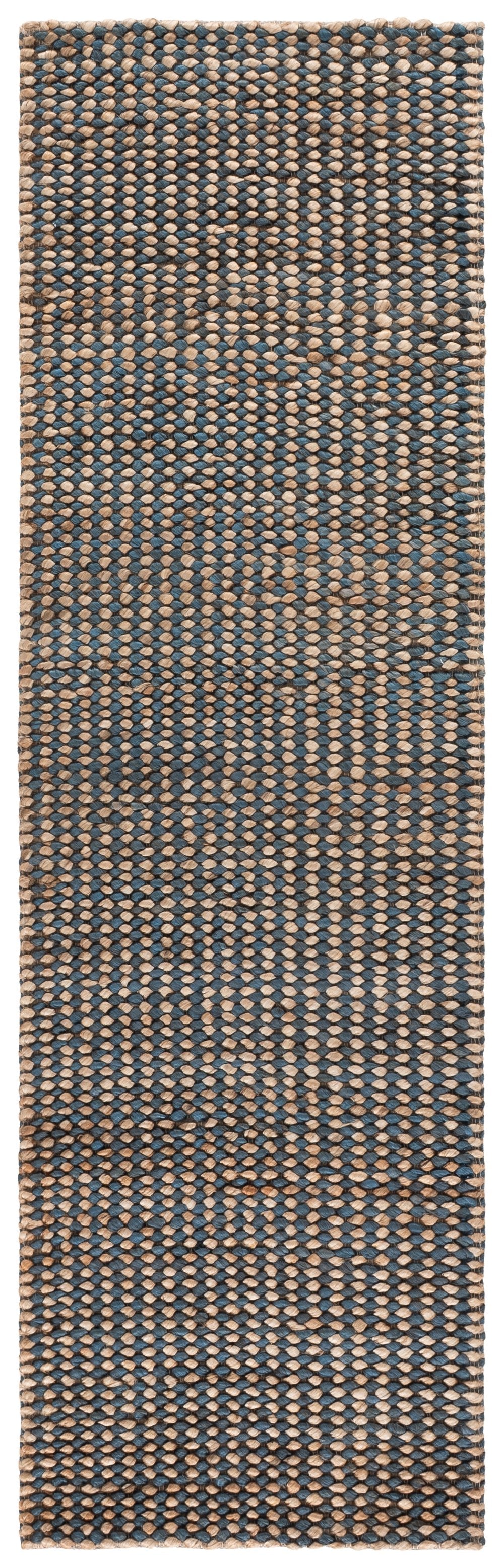 Safavieh Natural Handwoven Jute-Cotton Round Area Rug In Soothing Blue And Natural Tones — Coastal Chic Accent 6'-0" x 6'-0" NFC110M-6R