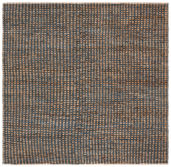Safavieh Natural Handwoven Jute-Cotton Rug In Serene Blue And Neutral Tones — Coastal Texture, Low Profile 3'-0" x 5'-0" NFC110M-3