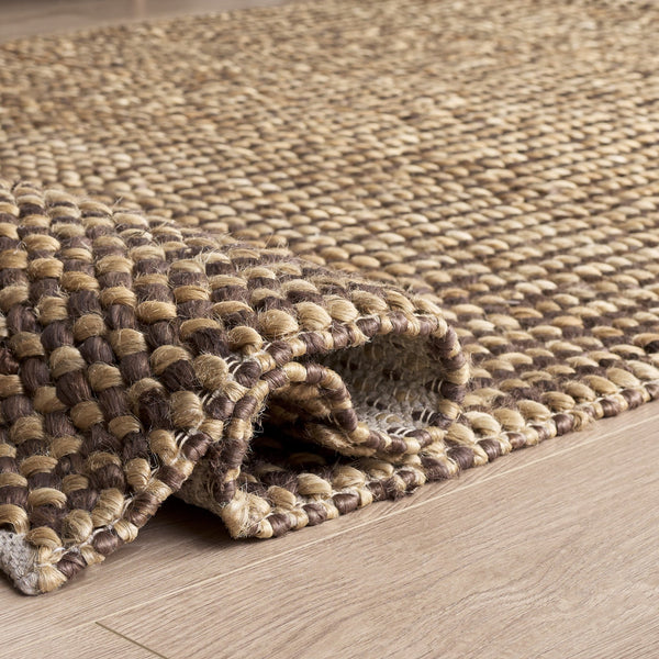 Safavieh Natural Handwoven Jute-Cotton Square Rug — Half-Inch Low Pile, Artisanal Warm Brown Texture 6'-0" x 6'-0" NFC110T-6SQ