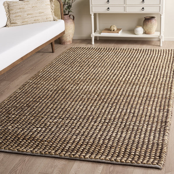 Safavieh Natural Handwoven Jute-Cotton Area Rug In Brown — Sustainable Low-Profile Texture For Cozy Rooms 3'-0" x 5'-0" NFC110T-3
