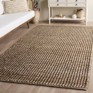 Safavieh Natural Handwoven Jute-Cotton Square Rug — Half-Inch Low Pile, Artisanal Warm Brown Texture 6'-0" x 6'-0" NFC110T-6SQ