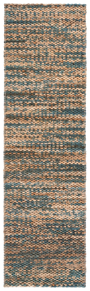 Safavieh Natural Handwoven Jute-Cotton Area Rug With Subtle Blue Accents — Low-Profile, Coastal Chic Texture 6'-0" x 9'-0" NFC111M-6