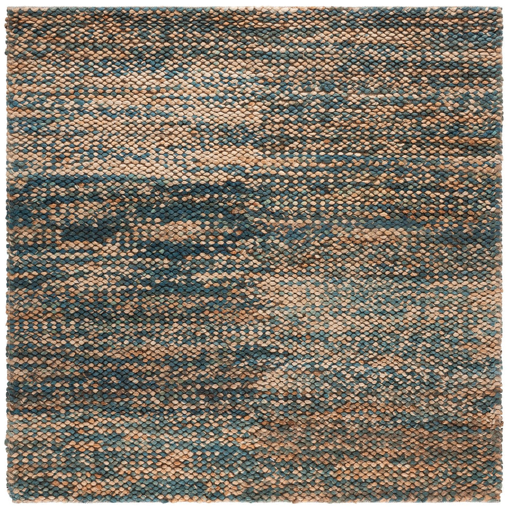 Safavieh Natural Handwoven Jute-Cotton Area Rug With Subtle Blue Accents — Low-Profile, Coastal Chic Texture 6'-0" x 9'-0" NFC111M-6