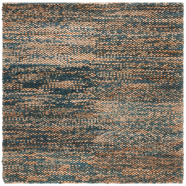 Safavieh Natural Handwoven Jute-Cotton Area Rug With Subtle Blue Accents — Low-Profile, Coastal Chic Texture 6'-0" x 9'-0" NFC111M-6