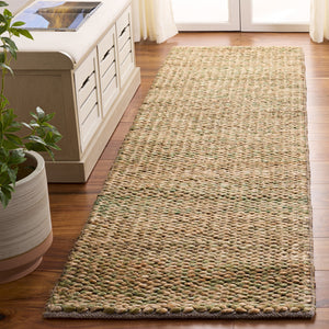 Safavieh Natural Handwoven Jute-Cotton Area Rug In Soothing Green And Neutral Tones — Durable Low-Profile Elegance 3'-0" x 5'-0" NFC111Y-3