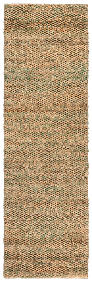 Safavieh Natural Handwoven Jute Runner Rug In Soothing Green & Natural Tones — Coastal, Durable, Low-Profile Elegance 2'-3" x 8'-0" NFC111Y-28